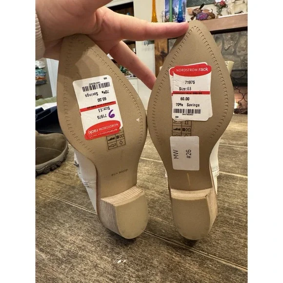 Dolce Vita Solow Stud Off White Leather Western Boot Womens Size 6.5 Cowgirl - Picture 7 of 12